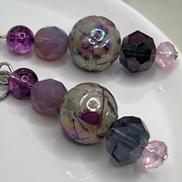 Modern Purple Hued Earrings. - Picture 2 of 4